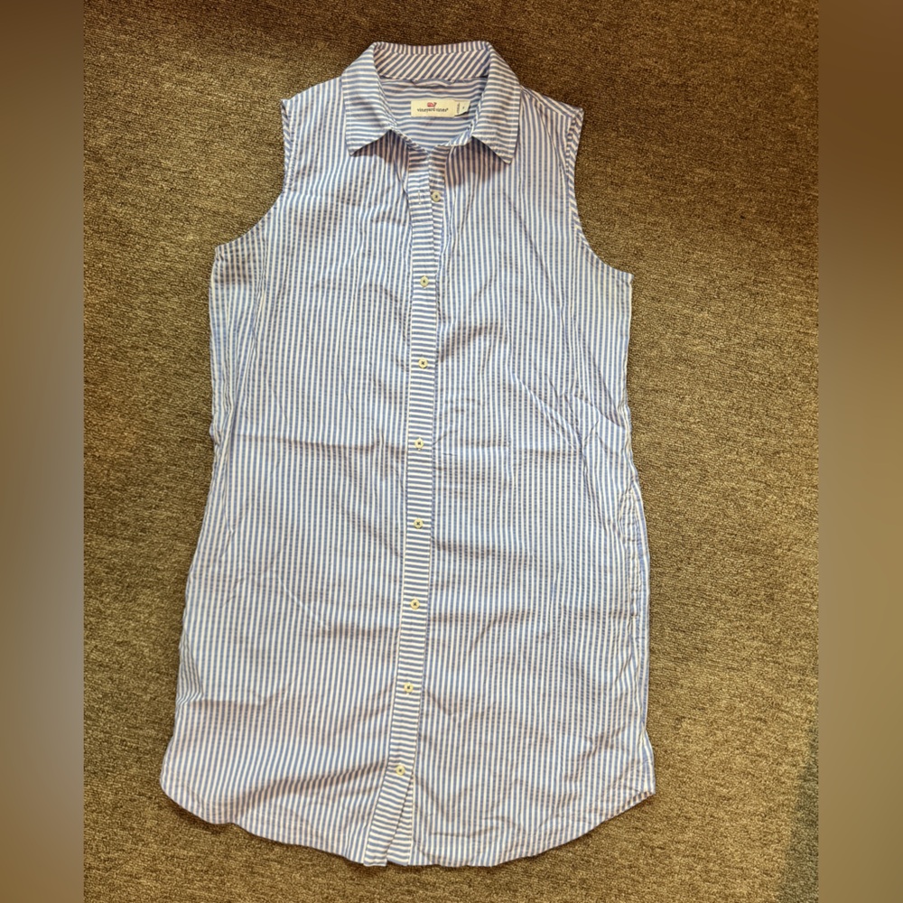 Vineyard Vines Light Blue and White Striped Shirt Dress